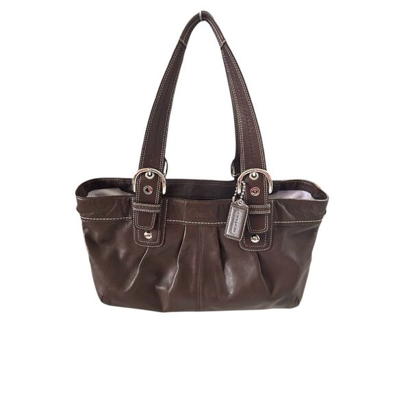 Coach Brown Leather Soho Tote Shoulder Bag and Bifold Signature Wallet Set - Picture 2 of 16